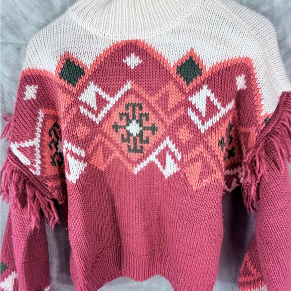 Rock and Roll Denim fringe southwest knit sweater Large - Picture 3 of 8